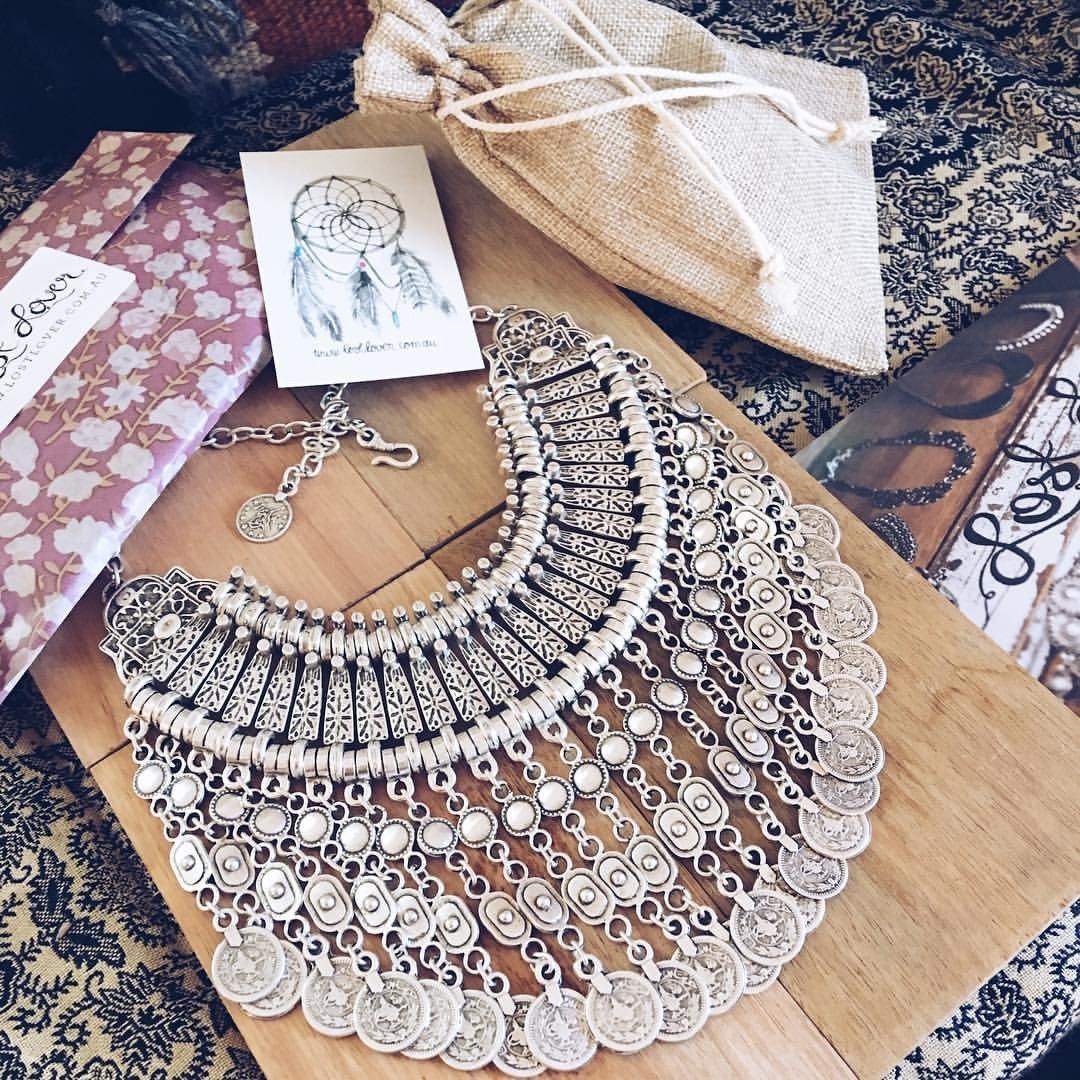 Ankara Boho Necklace With Coins - Xl