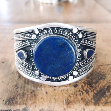 Lapis Lazuli Tribal Boho Cuff - Small