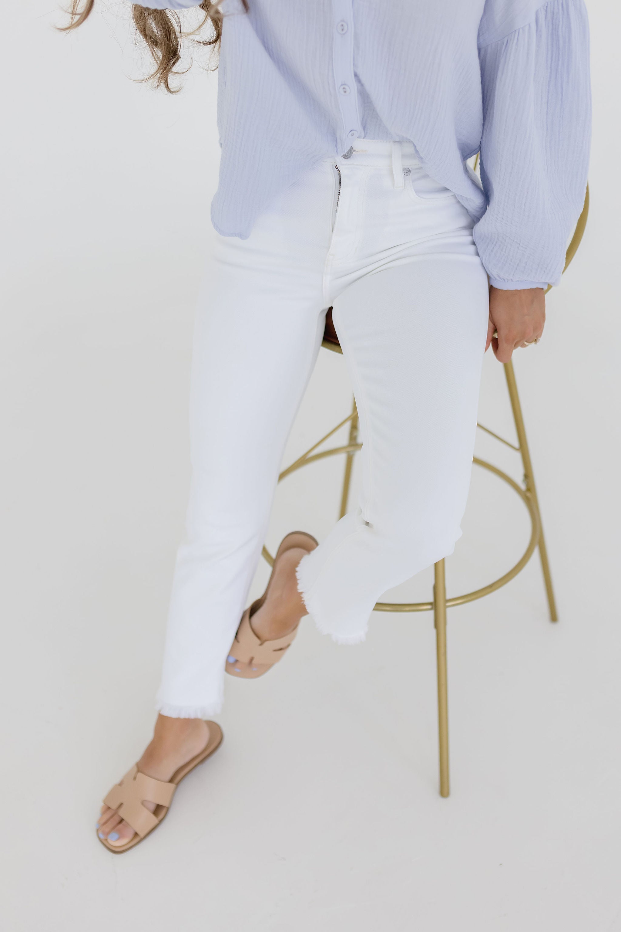 Monique High Rise Straight Leg Jeans White