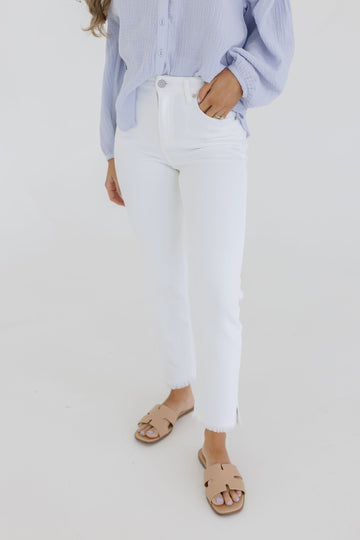 Monique High Rise Straight Leg Jeans White