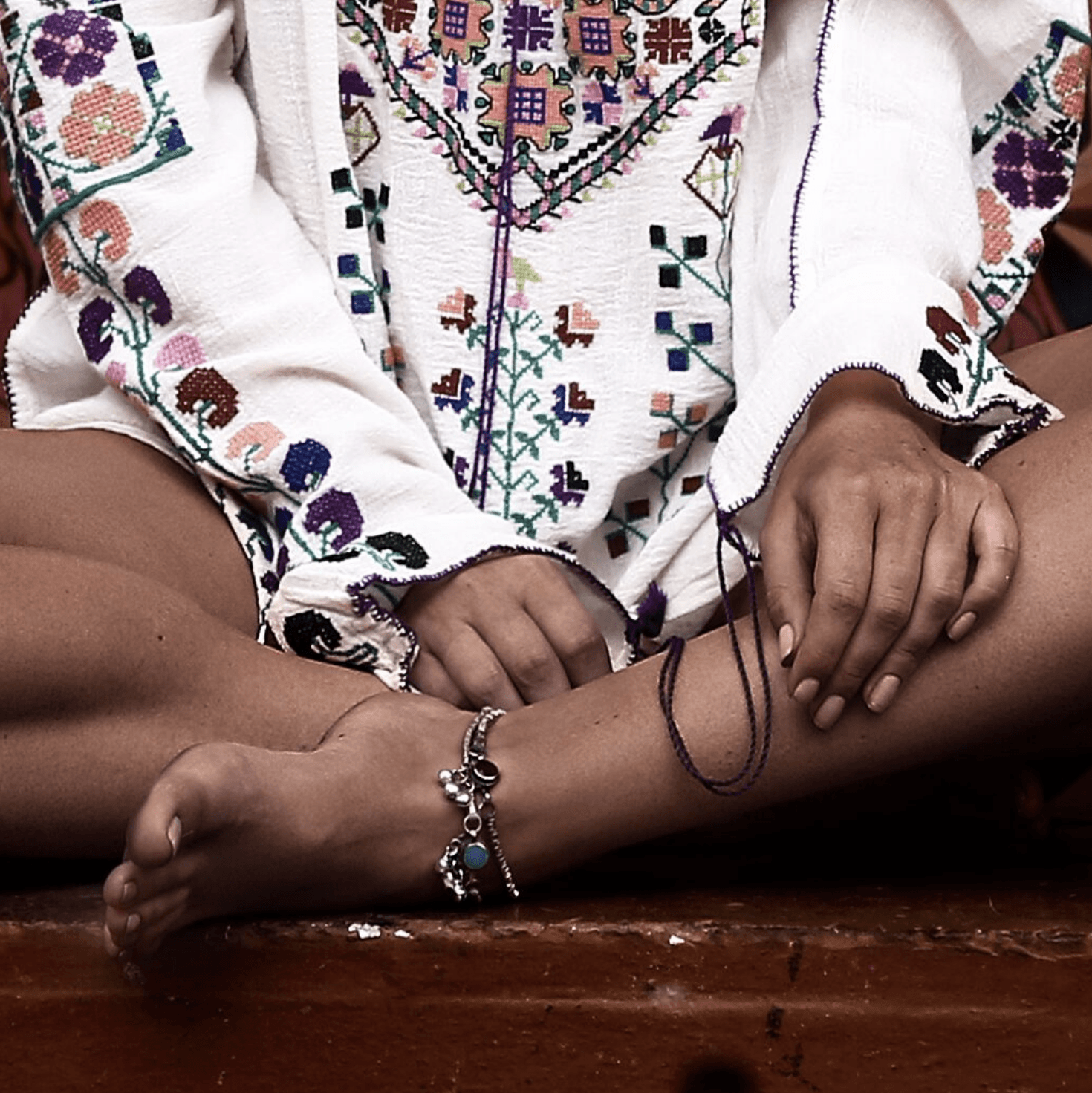 Boho Anklet With Coloured Stone And Bells