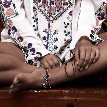 Boho Anklet With Coloured Stone And Bells