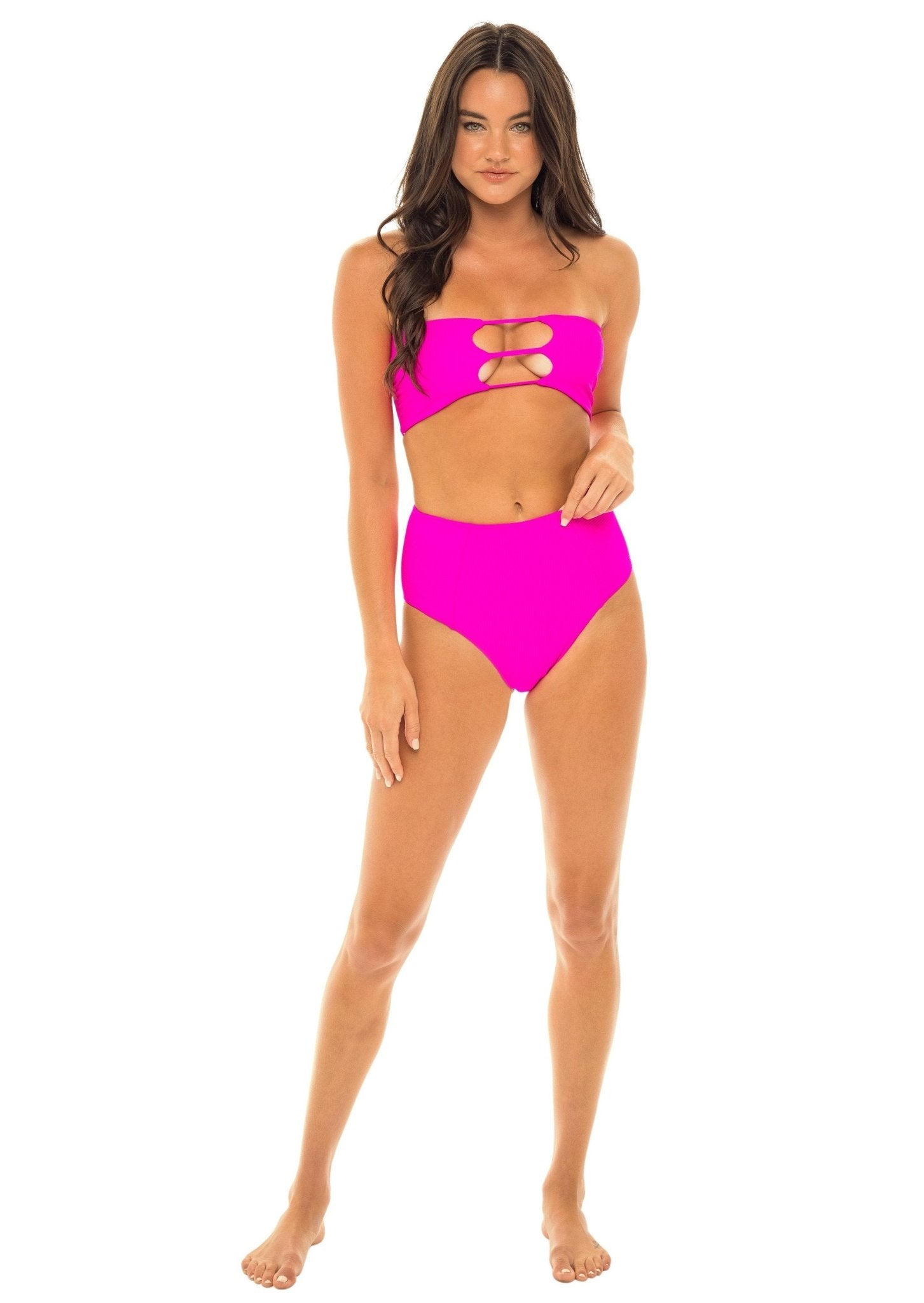 Laguna High Waist Bikini Bottom - Passion Pink